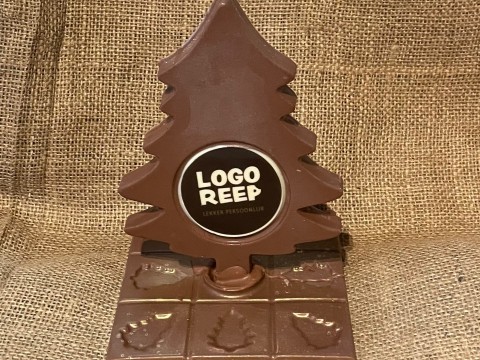 Kerstboom van chocolade met logo