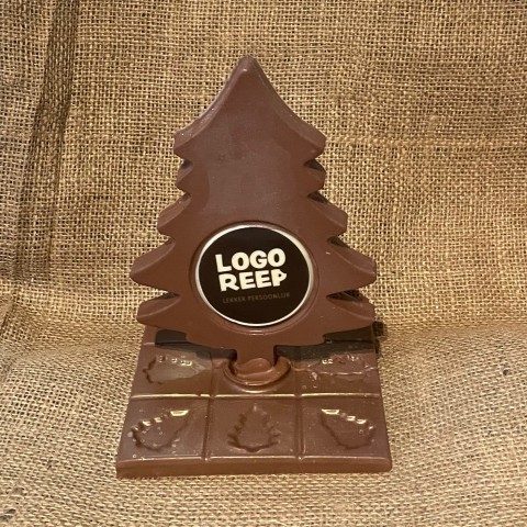 Kerstboom van chocolade met logo